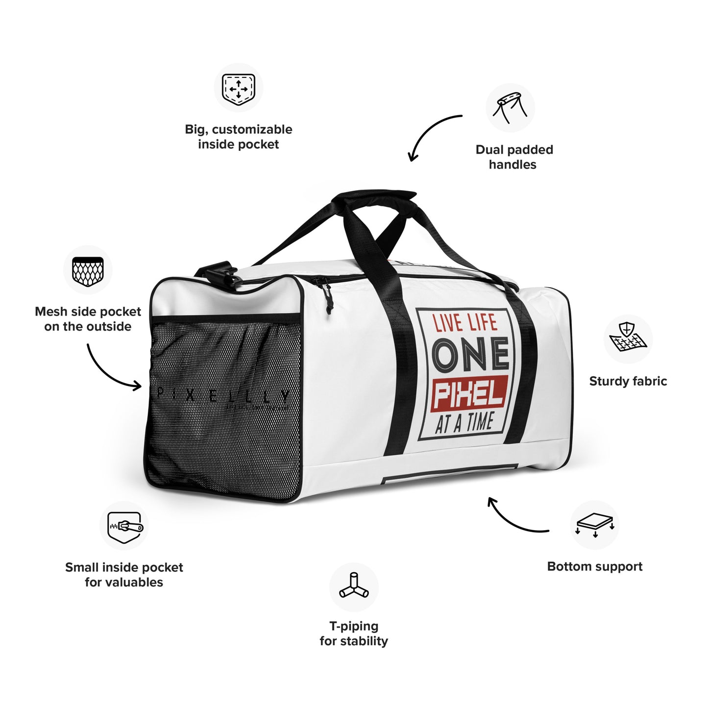 Live Life One Pixel At A Time Duffle bag