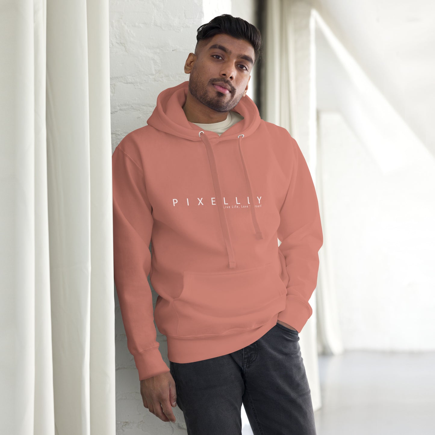 Mens Pixellly Hoodie - Live Life, Love Yourself