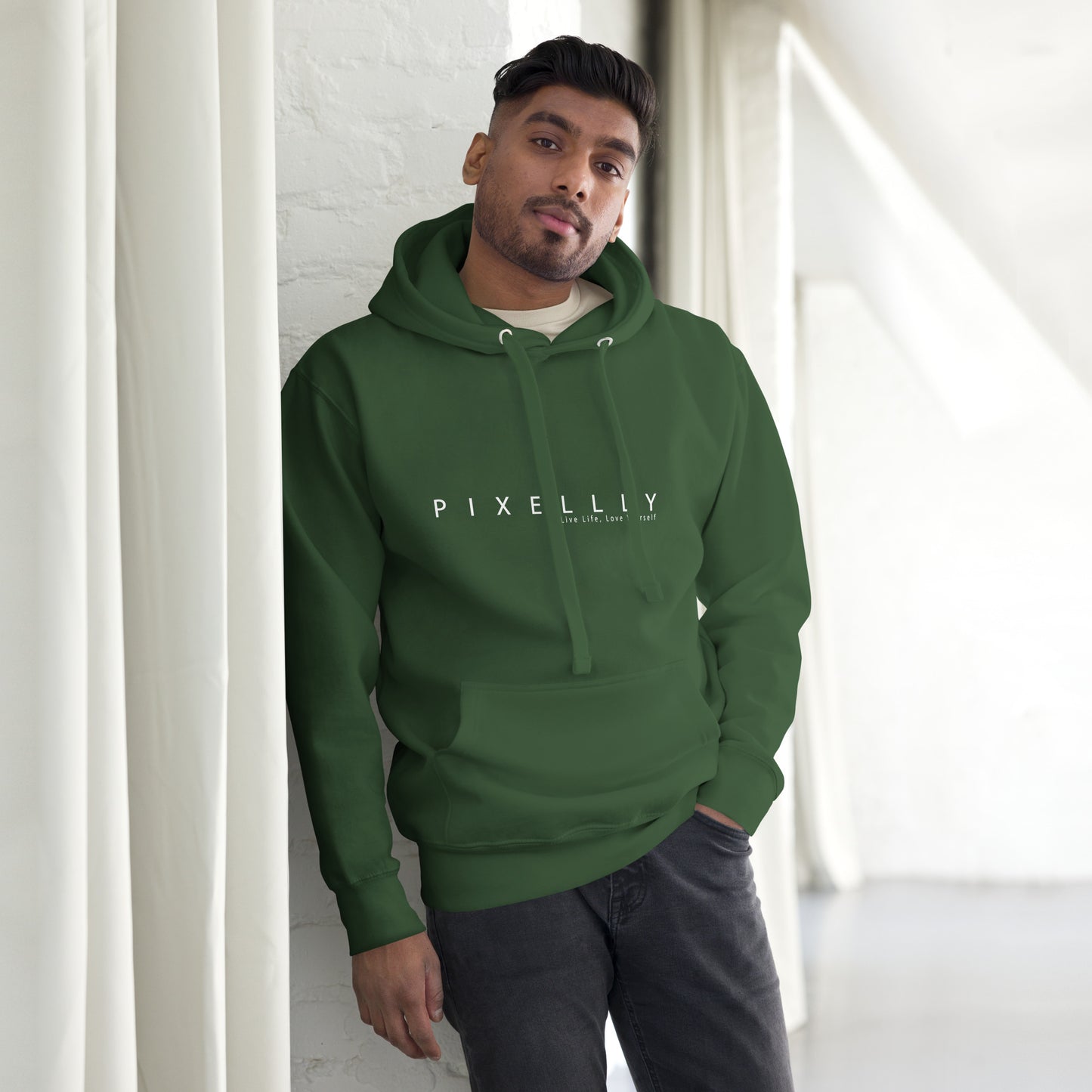 Mens Pixellly Hoodie - Live Life, Love Yourself