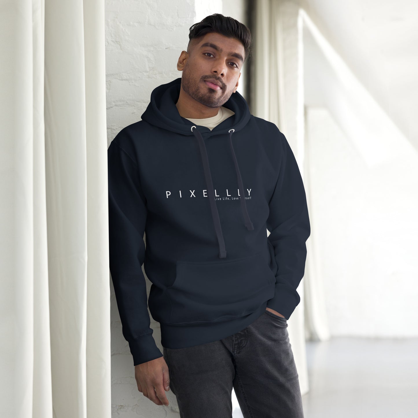 Mens Pixellly Hoodie - Live Life, Love Yourself