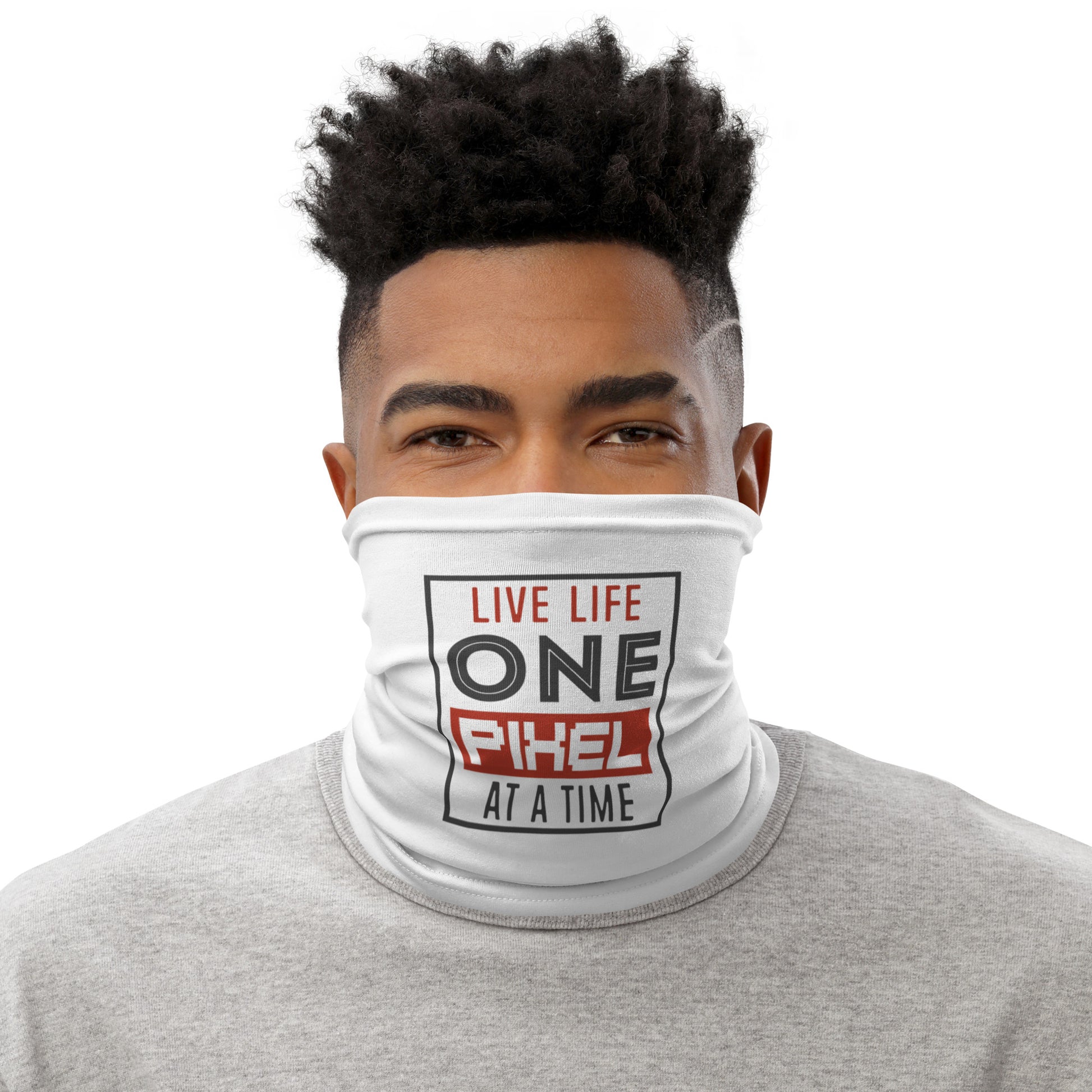 Mens Live Life One Pixel At A Time Neck Gaiter - Pixellly 