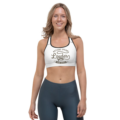 Women's Actions Speak Louder Than Words Sports Bra - Pixellly 