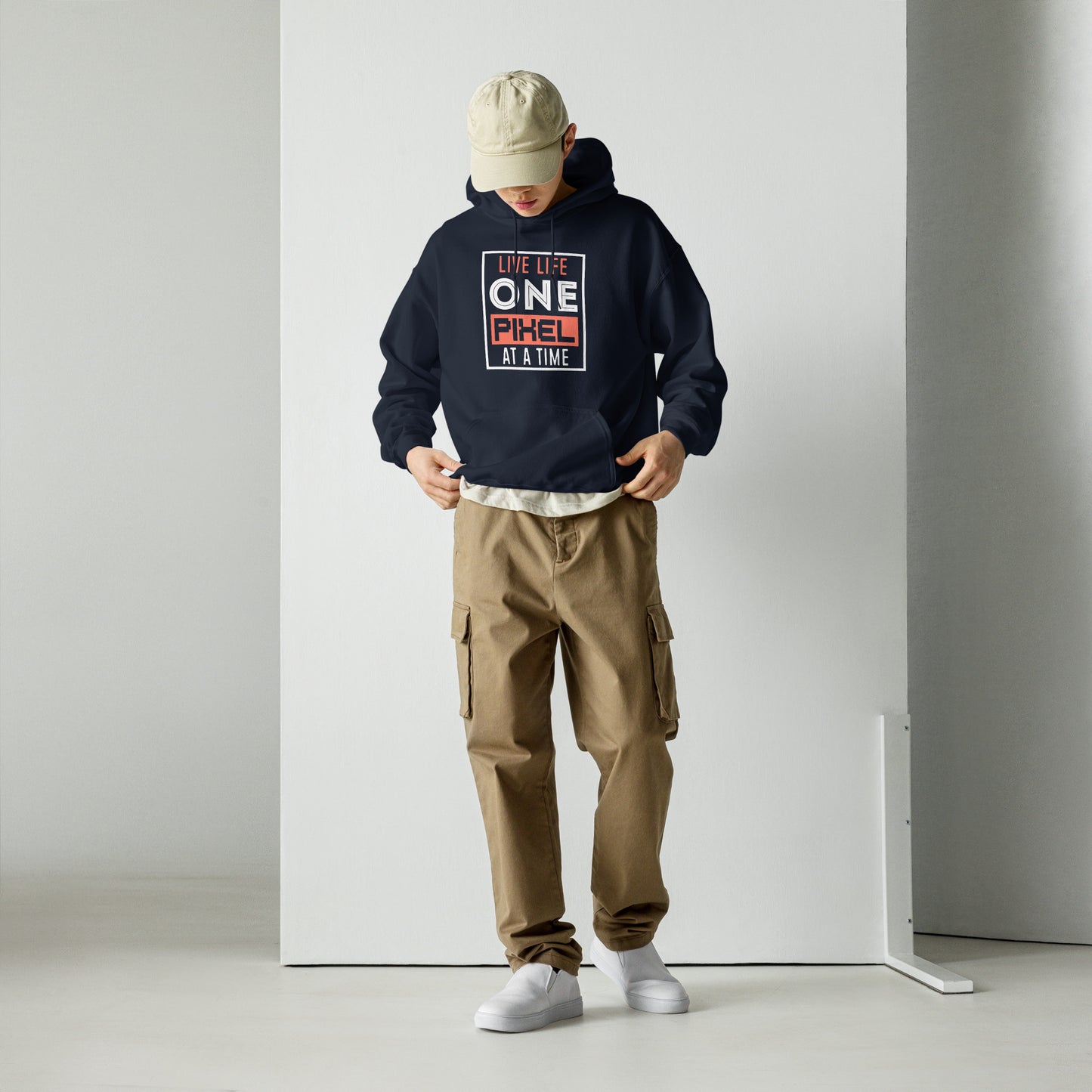 Mens Live Life One Pixel At A Time Hoodie