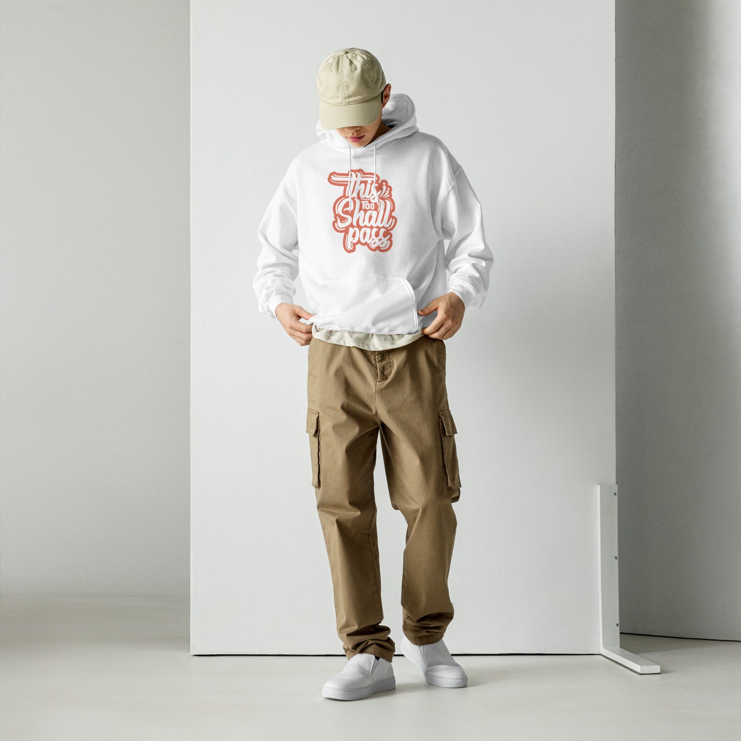 Mens This Too Shall Pass Hoodie - White