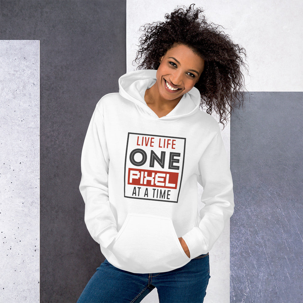 Women's Live Life One Pixel At A Time Hoodie - White