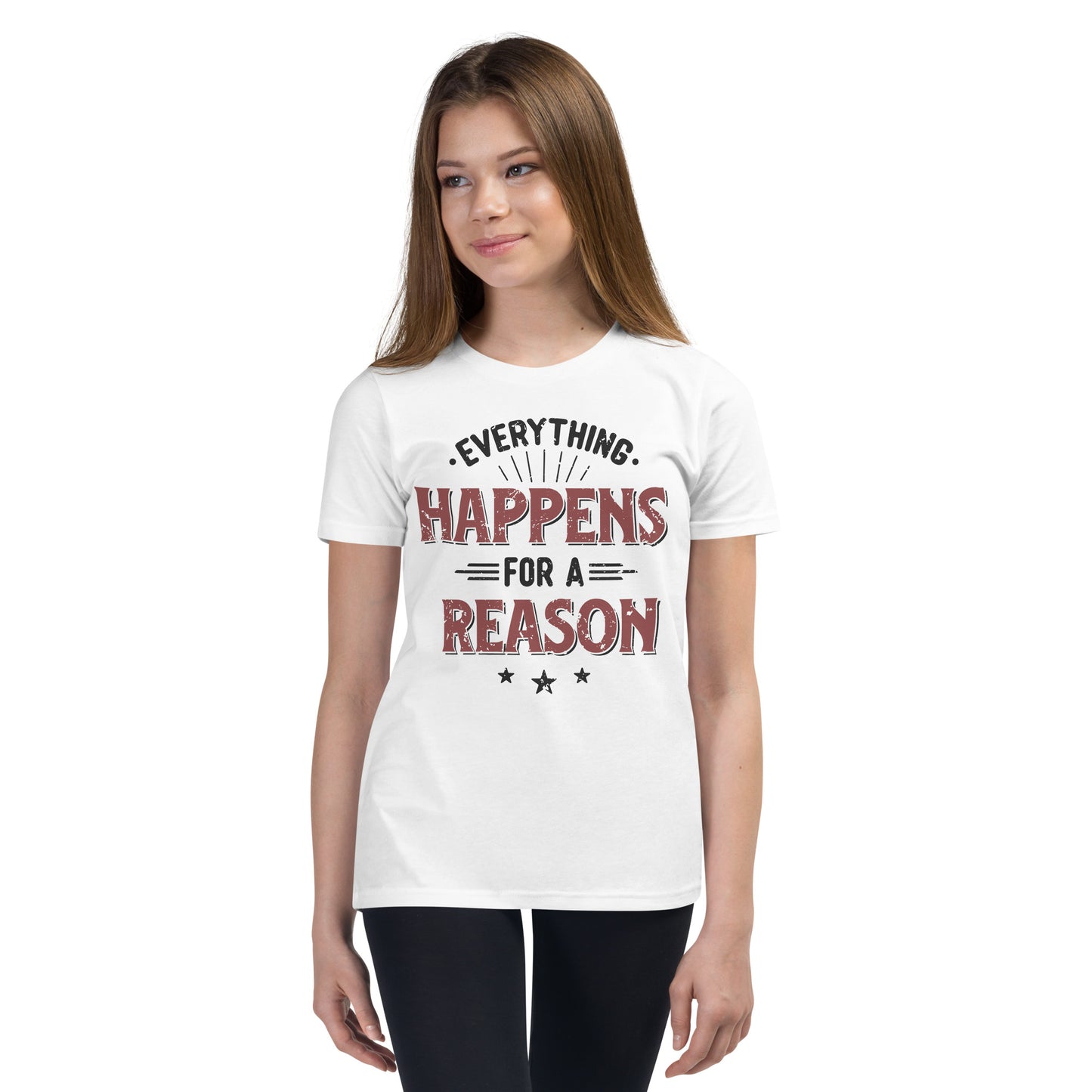 Girls Everything Happens For A Reason Short Sleeve T-Shirt - Pixellly 